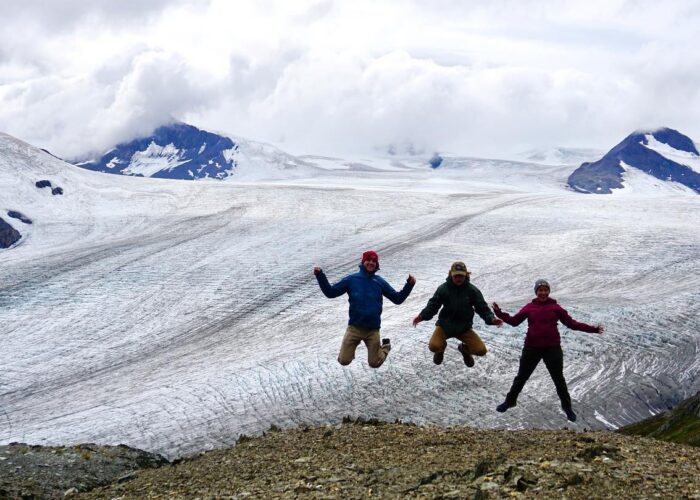 2020 Service Adventure unit enjoying the outdoors in Alaska: Kelby Youngberg, Isaiah Fellers, and Ginny Miller.