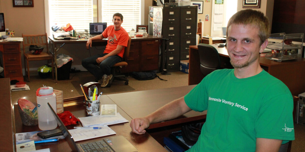 Ryan Iafigliola (left) and Allen Slabaugh (right) work near each other