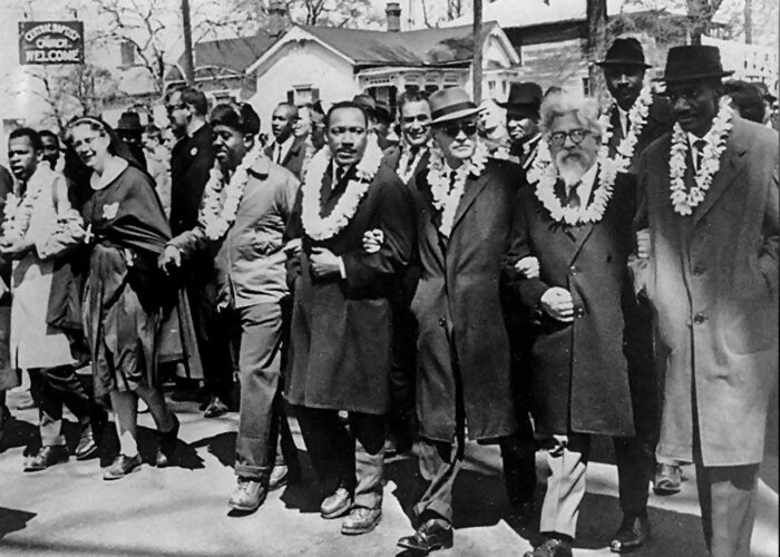 ​The third Selma Civil Rights March frontline. From far left: John Lewis