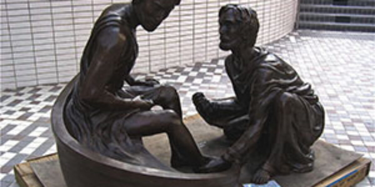 Esther Augsburger's statue graces the International Christian School campus in Hong Kong