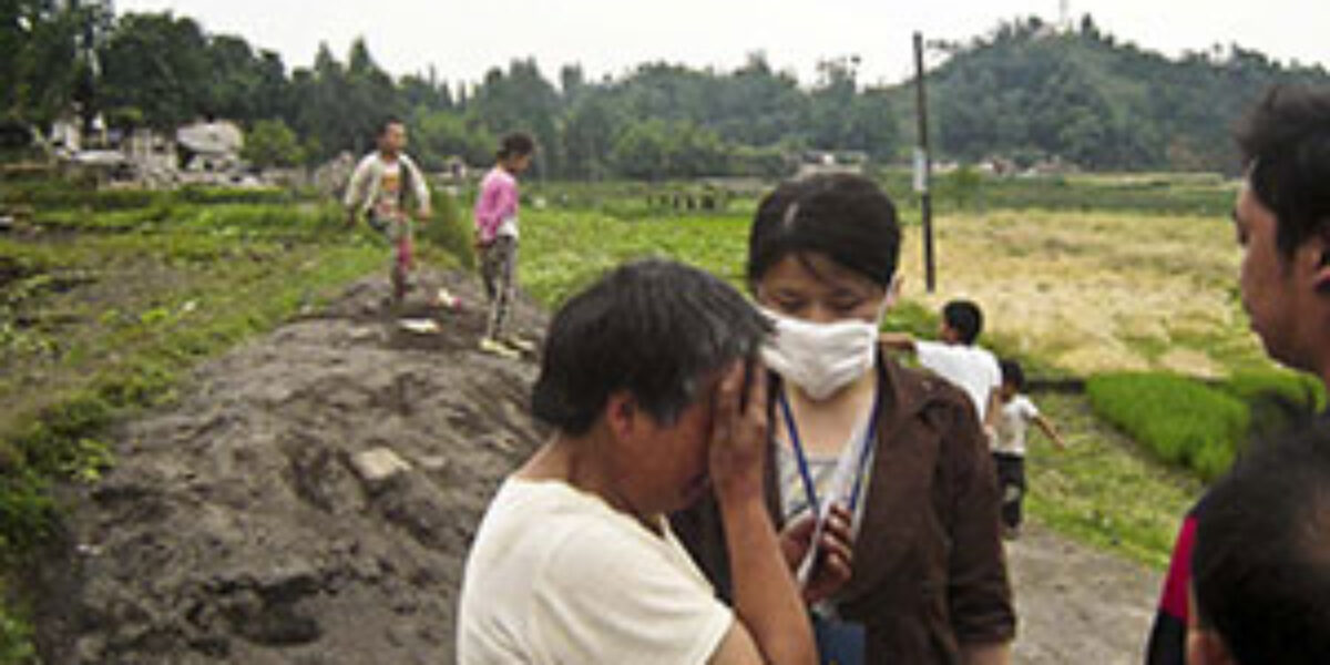 Lindy (in mask) in Pengzhou