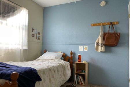 Emily Keefer's room in the Alamosa MVS unit house. During recovery from a concussion received from a volleyball game, Keefer's doctor recommended time in the dark — no work, no screens, and no bright lights. Photo by Emily Keefer.