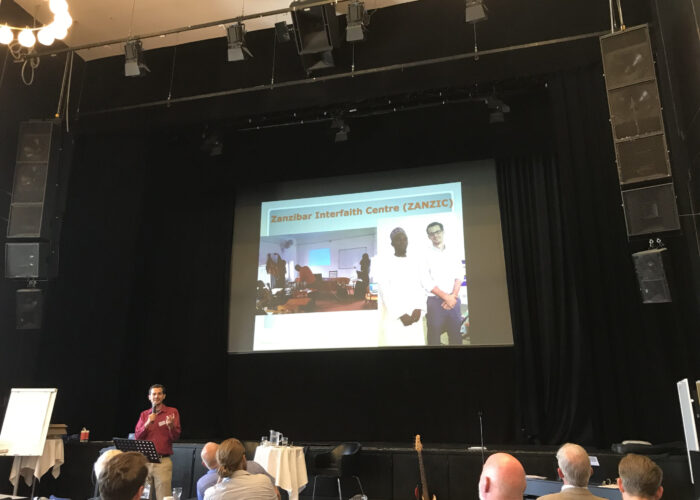 Peter Sensenig leads a peacebuilding seminar in Denmark. Photo provided.