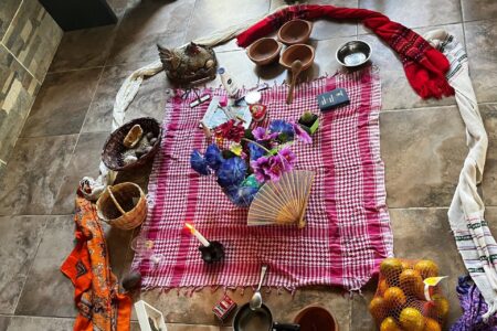 ​A centerpiece created by women attending the women's conference. Each item was placed by the women present