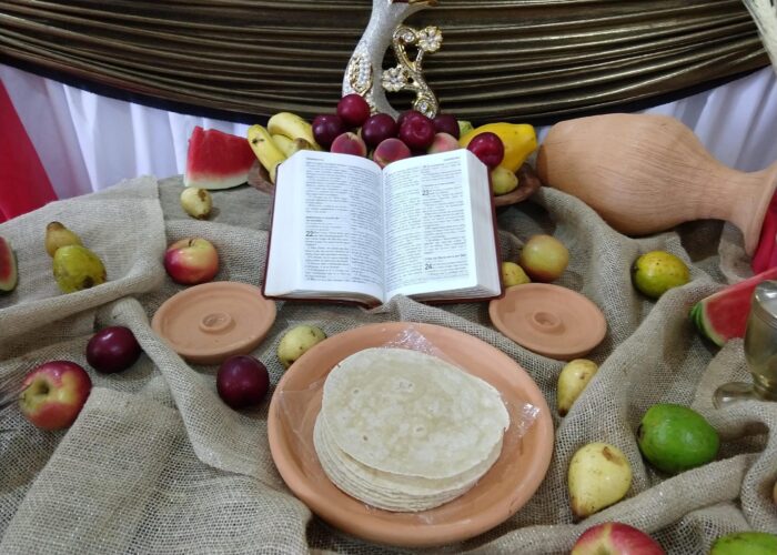 ​A worship table graces a Southern Cone meeting in 2019 in South America. Photo by Linda Shelly.