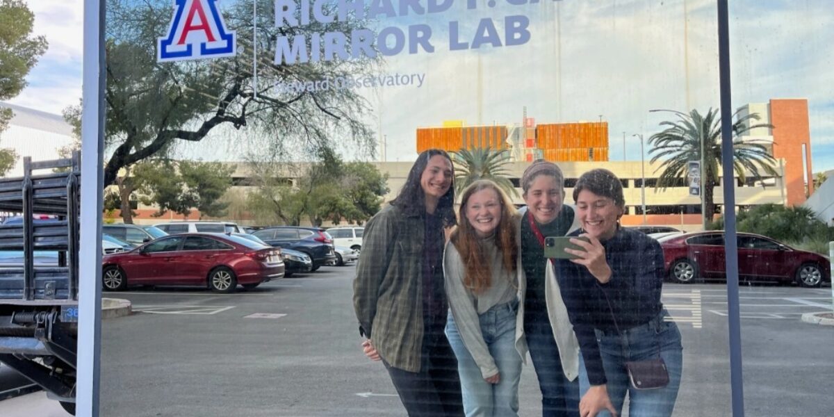 ​The MVS Tucson unit outside the University of Arizona's Mirror Lab (L-R): Cade Fisher