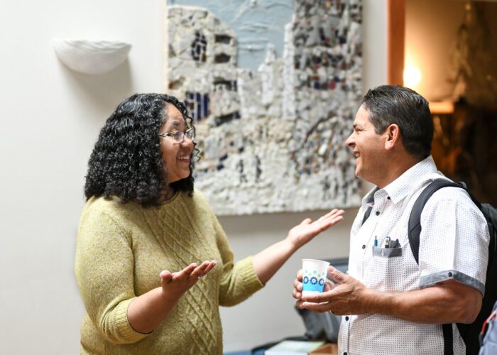 Marisa Smucker talks with David Maldonado