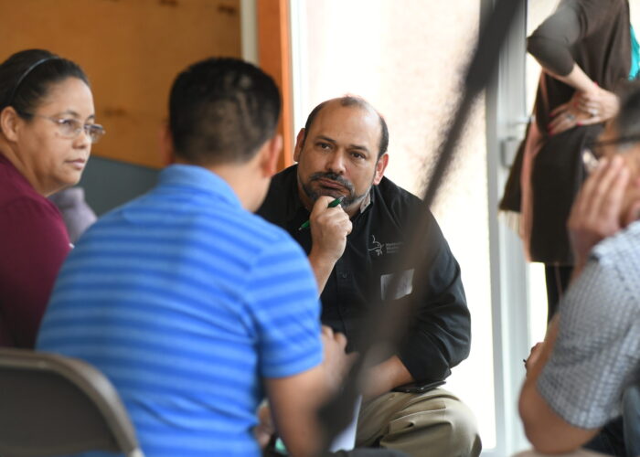 ​Marvin Lorenzana with particpants at the 2018 Sent Conference. Photo by David Fast. 