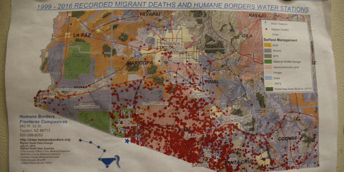 ​Humane Borders publishes a map that tracks the deaths of migrants fleeing beyond the U.S.-Mexico border into the Sonoran Desert where they die from heat