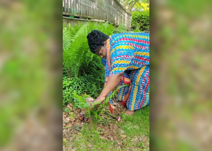Sibonokuhle Ncube tends a garden of ferns in Goshen