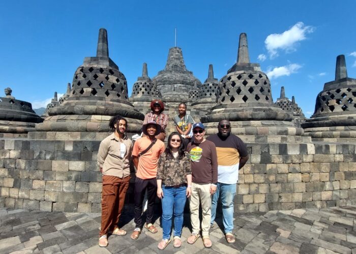​The 2023 Youth Venture Indonesia team (left to right). Back row: Portia Stokes and Zahria Elliott. Front row: Kanaan Graham