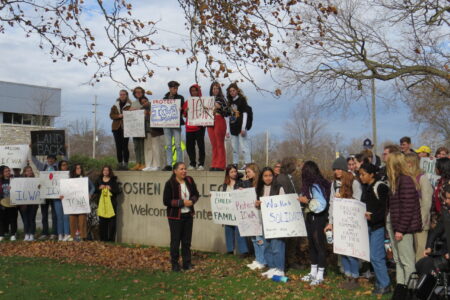 ​Sarah Augustine interacts with Goshen College students on Nov. 9