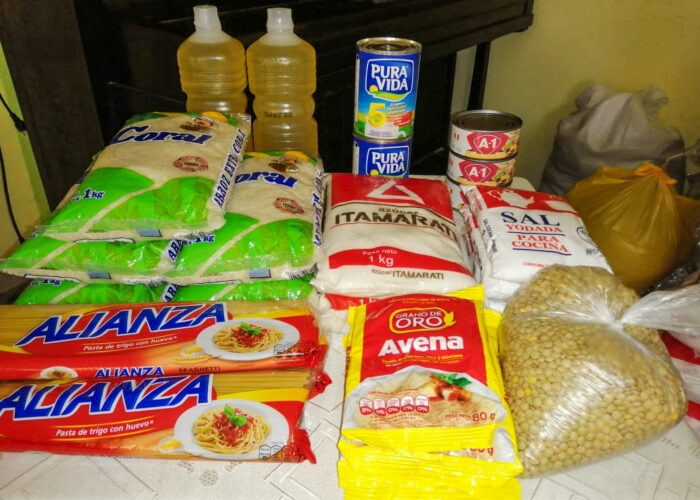 ​This table full of food represents the type of COVID emergency relief provided for people in congregations in Iquitos