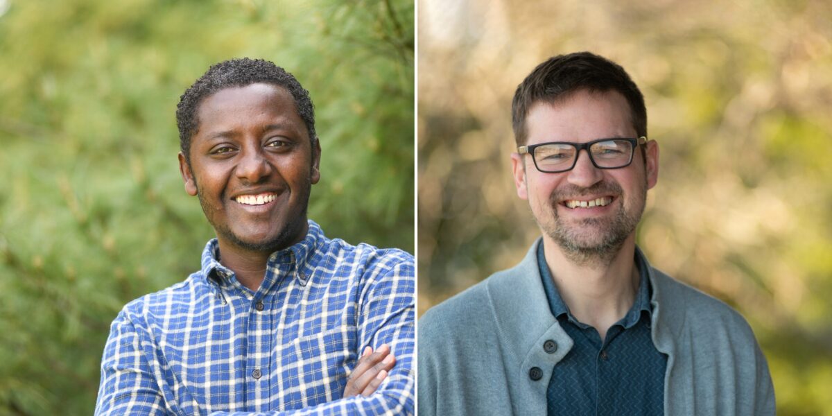 Henok Mekonin and Joe Sawatzky frequently work together through a partnership between Anabaptist Mennonite Biblical Seminary and Mennonite Mission Network. Photographer: David Fast.