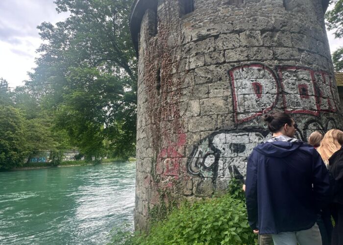 Constructed between 1468 and 1470, the Blutturm (also called the Blood Tower) is a historic tower in Bern, Switzerland, located along the Aare River near the Lorrainebrücke bridge.