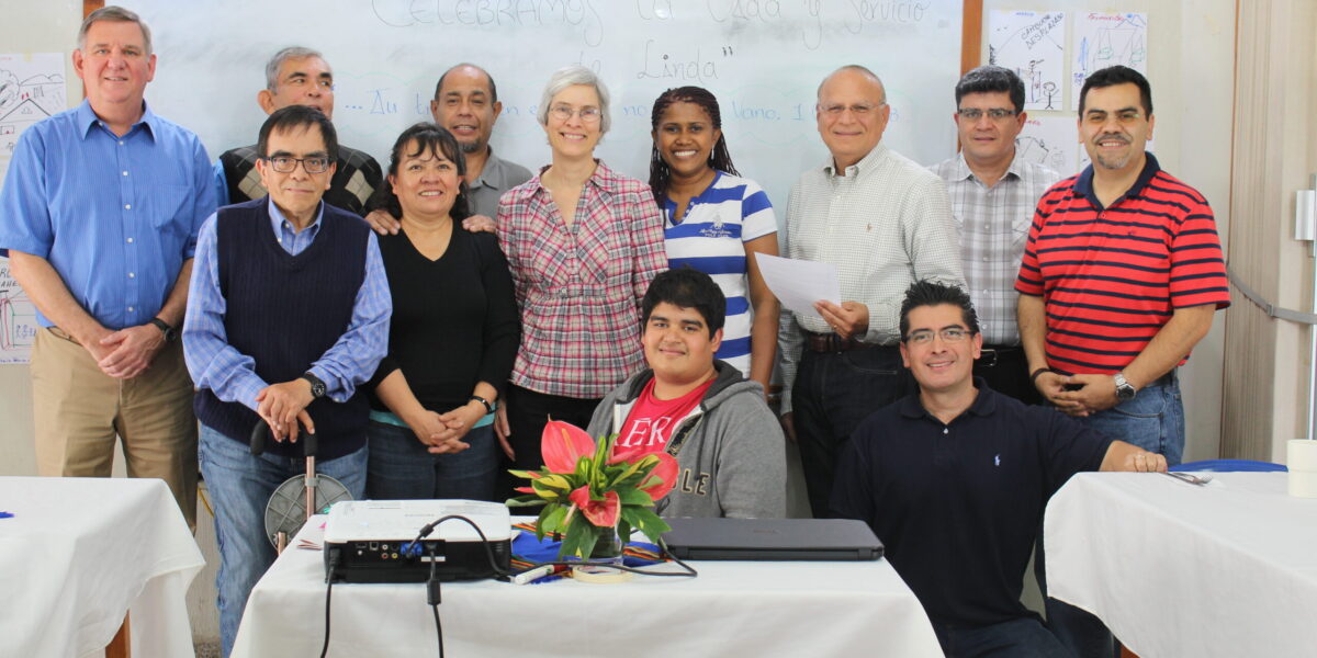 Spanish Anabaptist educators from Latin America and the United States during the gathering at Semilla. Back: Floyd Saner