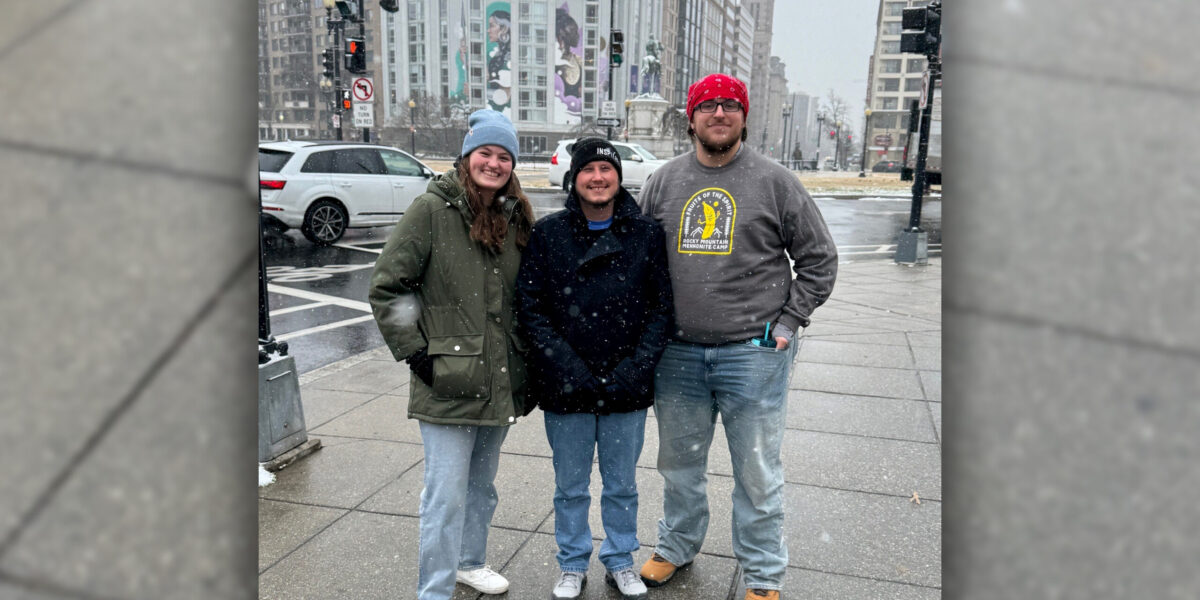 The 2023-23 Colorado Springs Service Adventure unit at the Mennonite Action protest in Washington, D.C.
