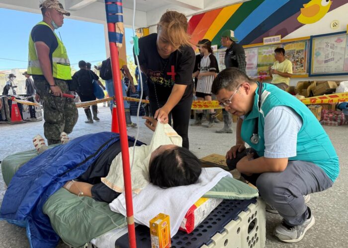 Mennonite Christian Hospital set up a medical station at the church in Matai’an Village to provide care for the disaster-affected residents.