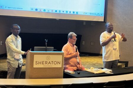 From left, Bienvenue Kadja, Steve Wiebe-Johnson and Germain Coulibaly.