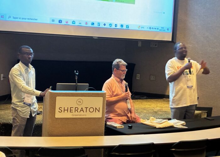 From left, Bienvenue Kadja, Steve Wiebe-Johnson and Germain Coulibaly.