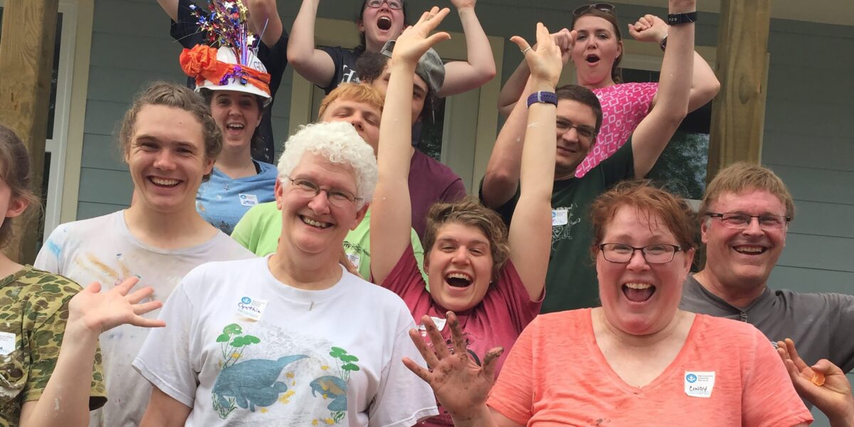 Service Adventure participants and leaders volunteered together working on home renovation in South Texas. From the left side of the front row to back row: Cynthia Neufeld Smith