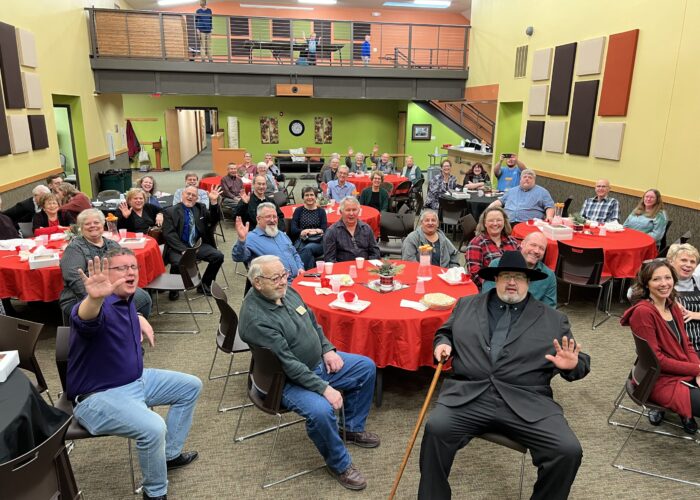 A large group turned out for the pie auction fundraising event at Smithville Mennonite Church (SMC)