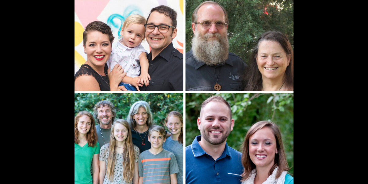 These international Mennonite Mission Network service workers will be at MennoCon 2019. Clockwise from left to right are Alisha and Joshua Garber and their son